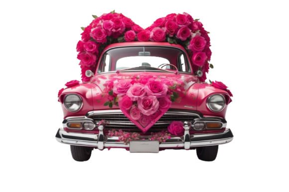 Download Pink Rose Car with Hearts and Flowers - Hearts Collection