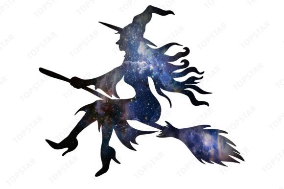 Download Halloween Witch Silhouette Riding Broom - Premium Resources