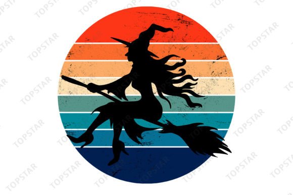 Download Halloween Witch Silhouette Retro Sunset - Premium Resources