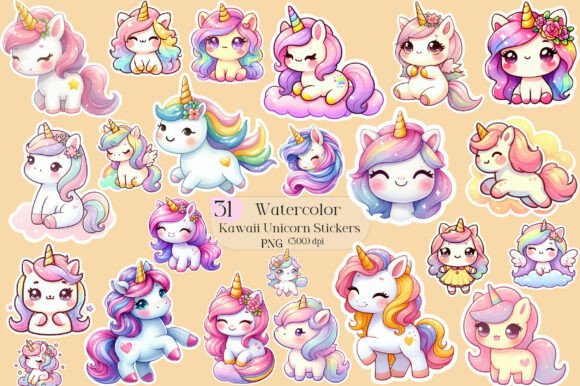 Download Kawaii Unicorn Stickers Clipart - Unicorn stickers Collection