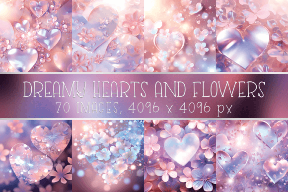 Download Pink and Rose Gold Hearts and Flowers - Hearts Collection