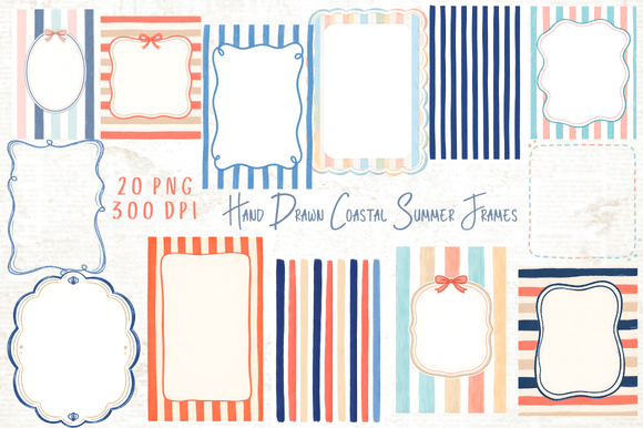 Download Hand Drawn Coastal Summer Frames PNG - Hand drawn Collection