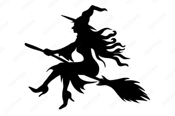 Download Halloween Witch Silhouette Riding Broom - Premium Bundle