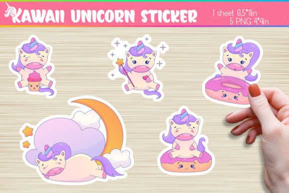 Download Kawaii Unicorn Stickers 5 PNG Printable - Unicorn stickers Collection