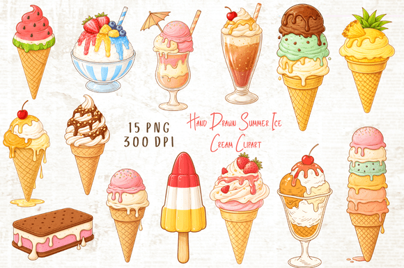 Download Hand Drawn Summer Ice Cream Clipart PNG - Hand drawn Collection