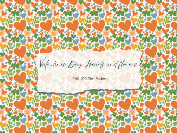 Download Orange Hearts and Flowers Pattern - Hearts Collection