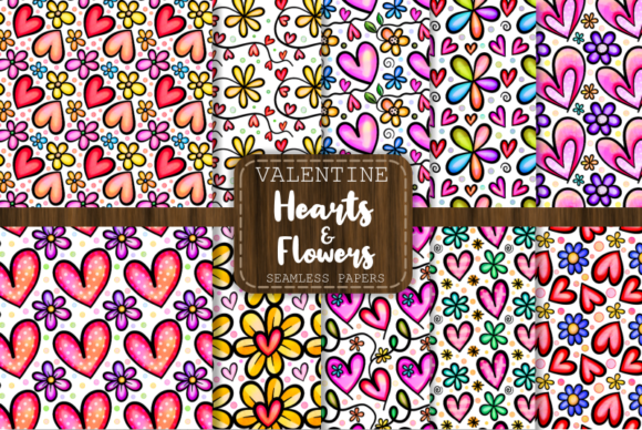 Download Hearts and Flowers Seamless Patterns - Hearts Collection