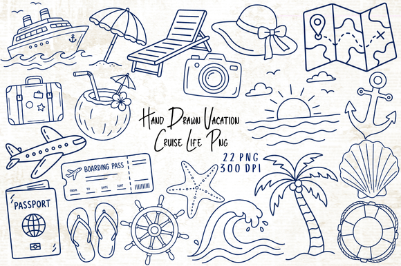 Download Hand Drawn Vacation Cruise Life PNG - Hand drawn Collection