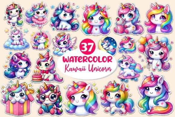 Download Kawaii Unicorn Stickers Clipart - Unicorn stickers Collection