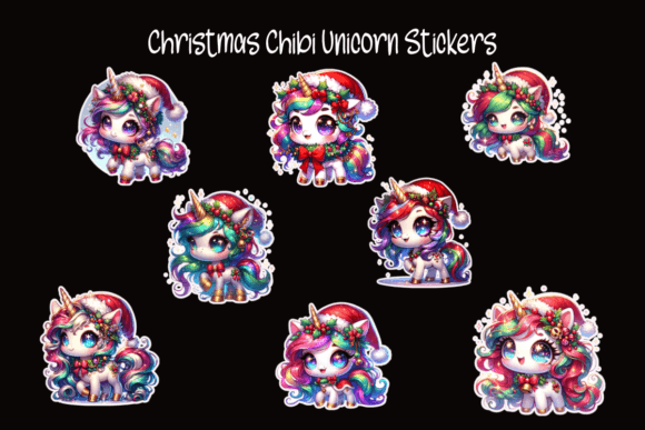 Download Christmas Chibi Unicorn Stickers - Unicorn stickers Collection