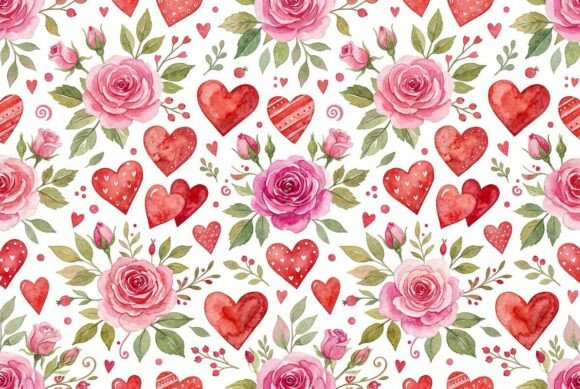Download Romantic Watercolor Hearts and Flowers - Hearts Collection