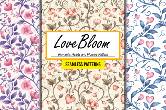Download Romantic Hearts and Flowers Pattern Art - Hearts Collection